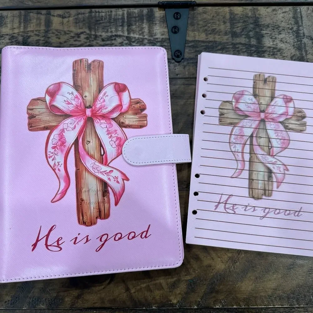 Cross with bow inspirational A5 Binder w/ matching paper